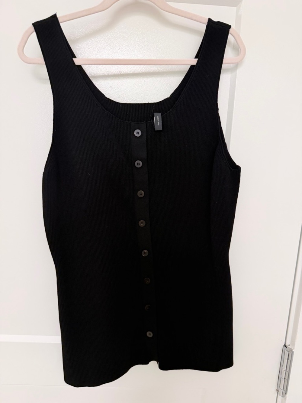 Theory black  Button-Front Ribbed Tank Dress